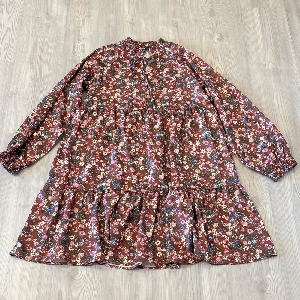 Ditsy Floral Peasant Sleeve Smock Dress